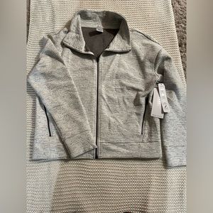 Woman’s white and lite grey zip up - new with tags- size medium